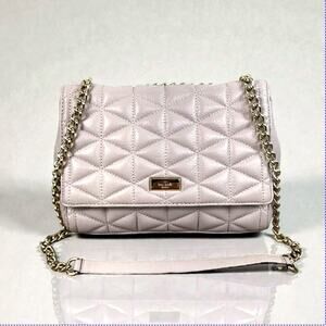 KATE SPADE Cow Leather Emery Court Eliza Shoulder Crossbody Chain Quilted Bag